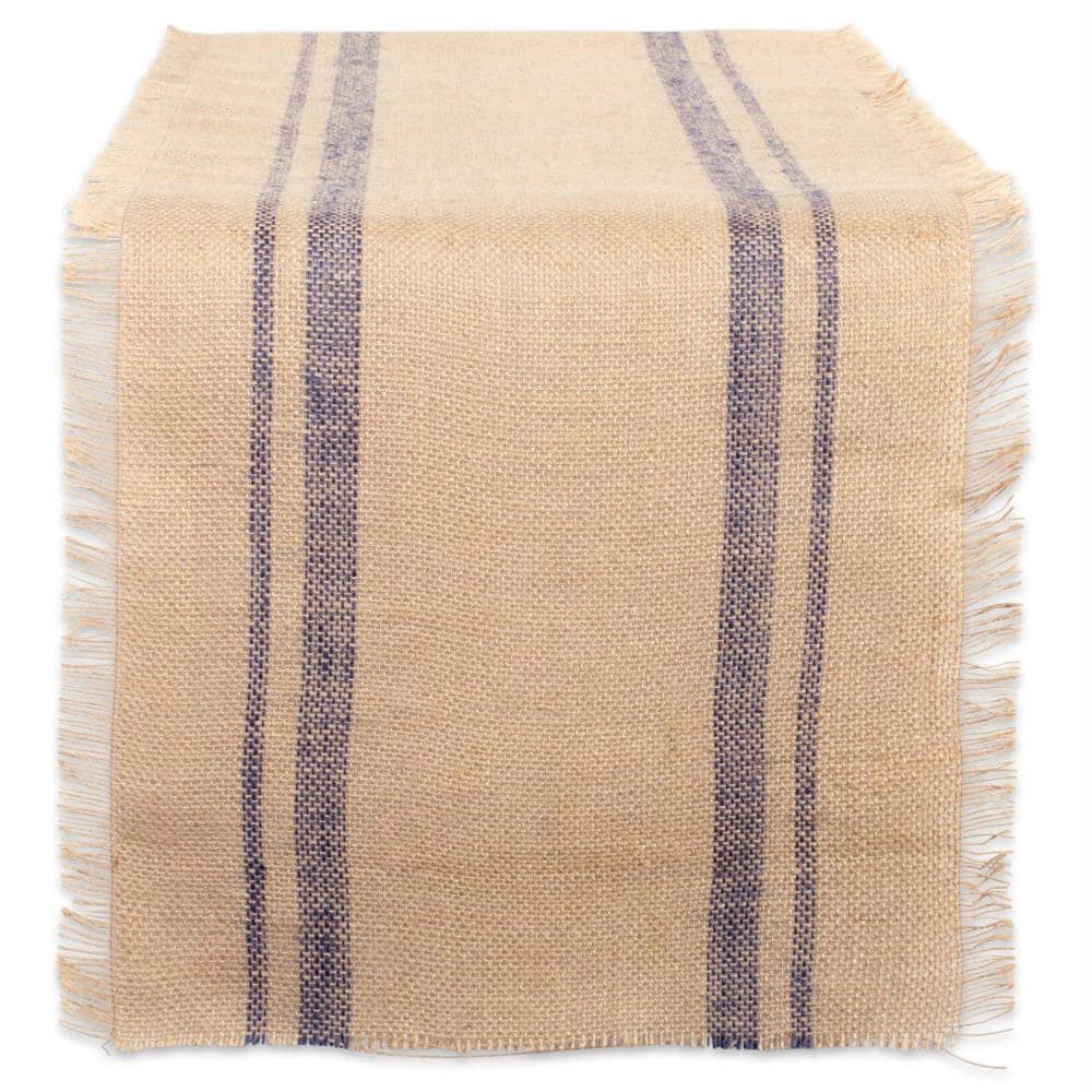 DII CAMZ38414 Double Stripe Blue Table Runner