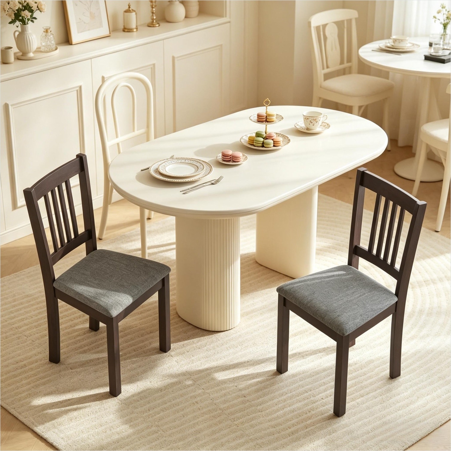 Naturefalls Upholstered Dining Chairs Set of 2 Gray Linen with