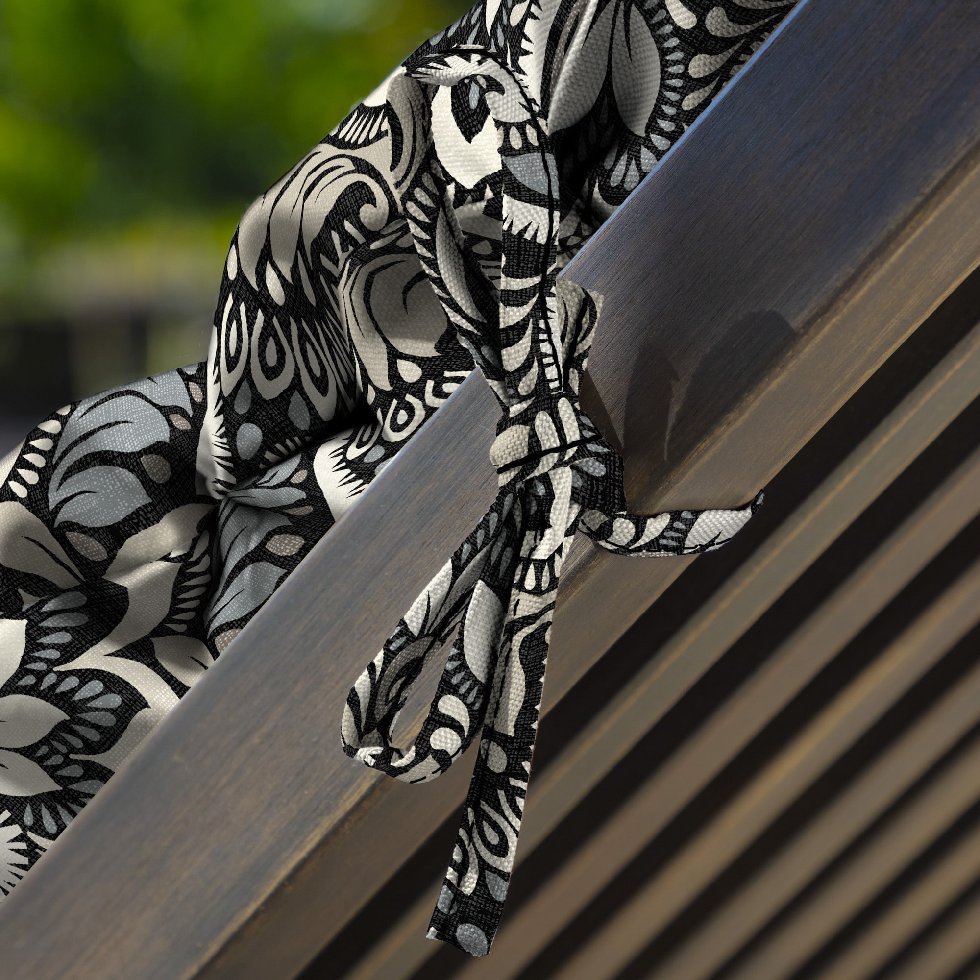 Black Aurora Damask Outdoor Chaise Lounge Cushion, 72 x 21 Inches