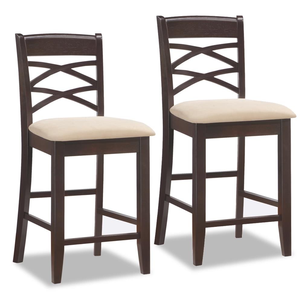 Leick Home 10084WG/BG Favorite finds 2 -Set Wenge, beige 24.0-Inches H Counter height Square seat Upholstered Wood Bar Stool and Back