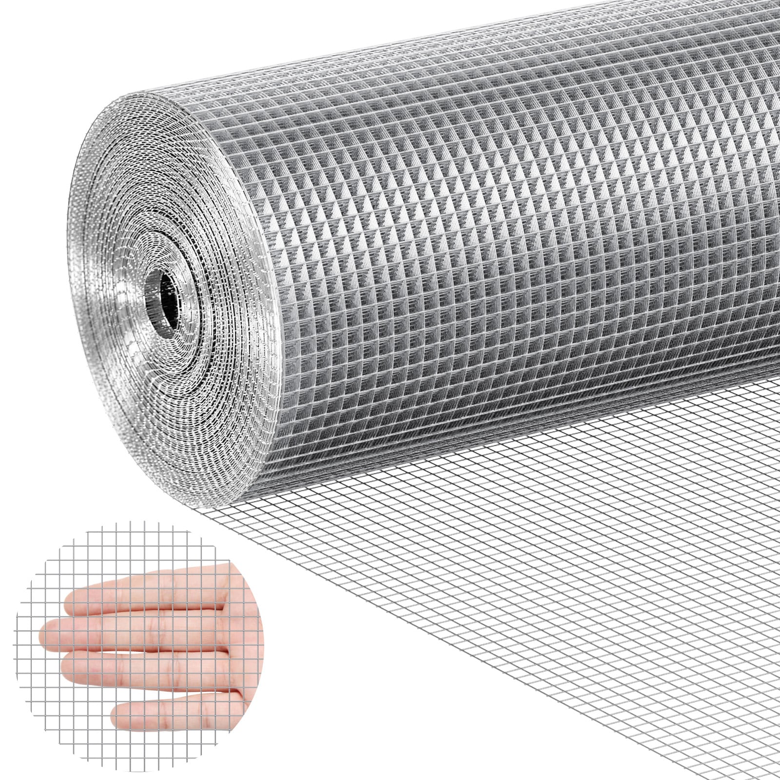 Numhew 36in W 100ft L 23-Gauge 1/4in Mesh Hot-Dipped Galvanized Wire Silver Wire Mesh Roll