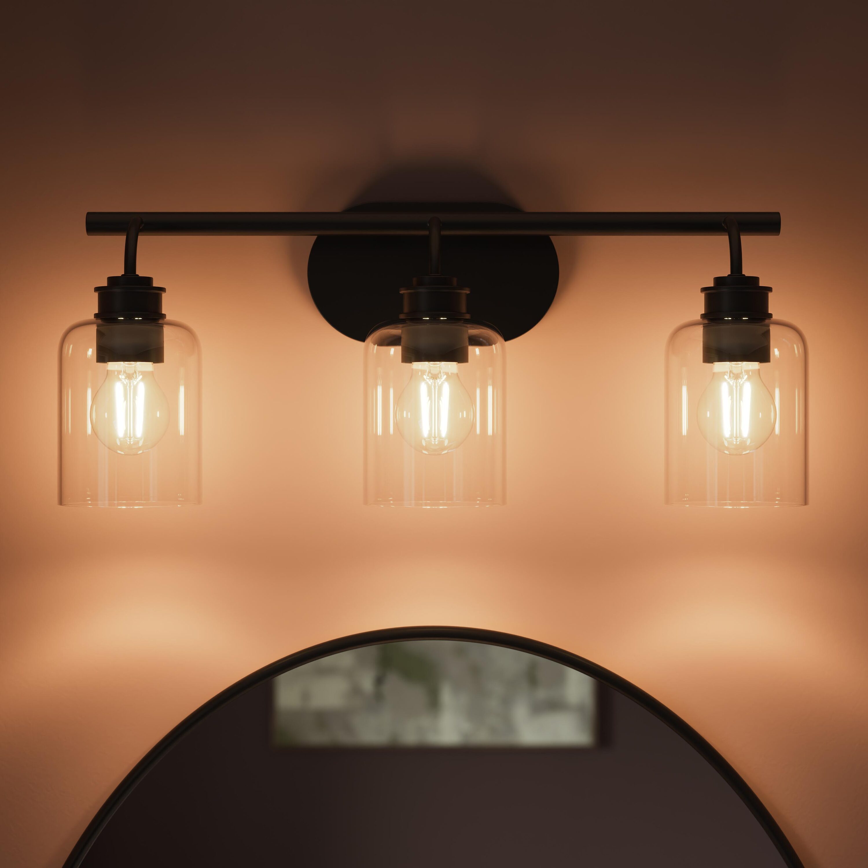 Progress Lighting - Reines 22.75-in 3 Light Matte Black Transitional Bathroom Vanity light