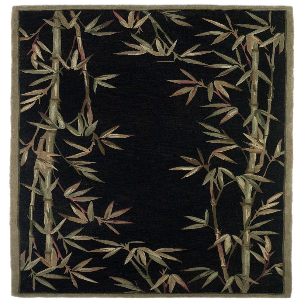 HomeRoots 350318 Bernadette 7 X 9 (ft) Wool Black Indoor Floral/Botanical Area Rug