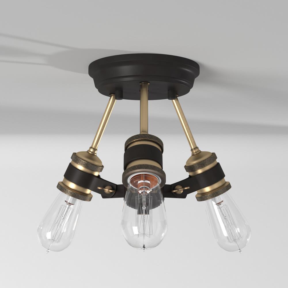 Miles Vintage Bronze 3-Light Industrial Ceiling Light