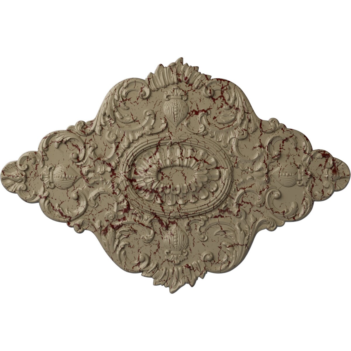 Ekena Millwork CM42X28ASGDC Ashford 28.875-in W x 42.75-in L Painted Gobi Desert Crackle Polyurethane Whole Ceiling Medallion