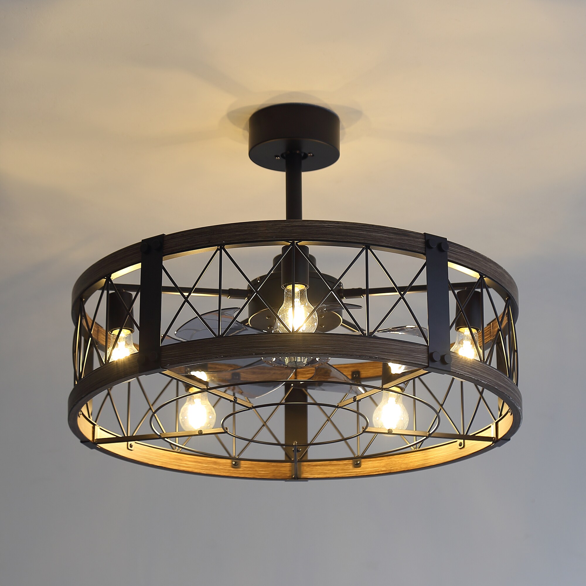 Breezary Rustic Industrial 28-in Black with White Oak with Smoked