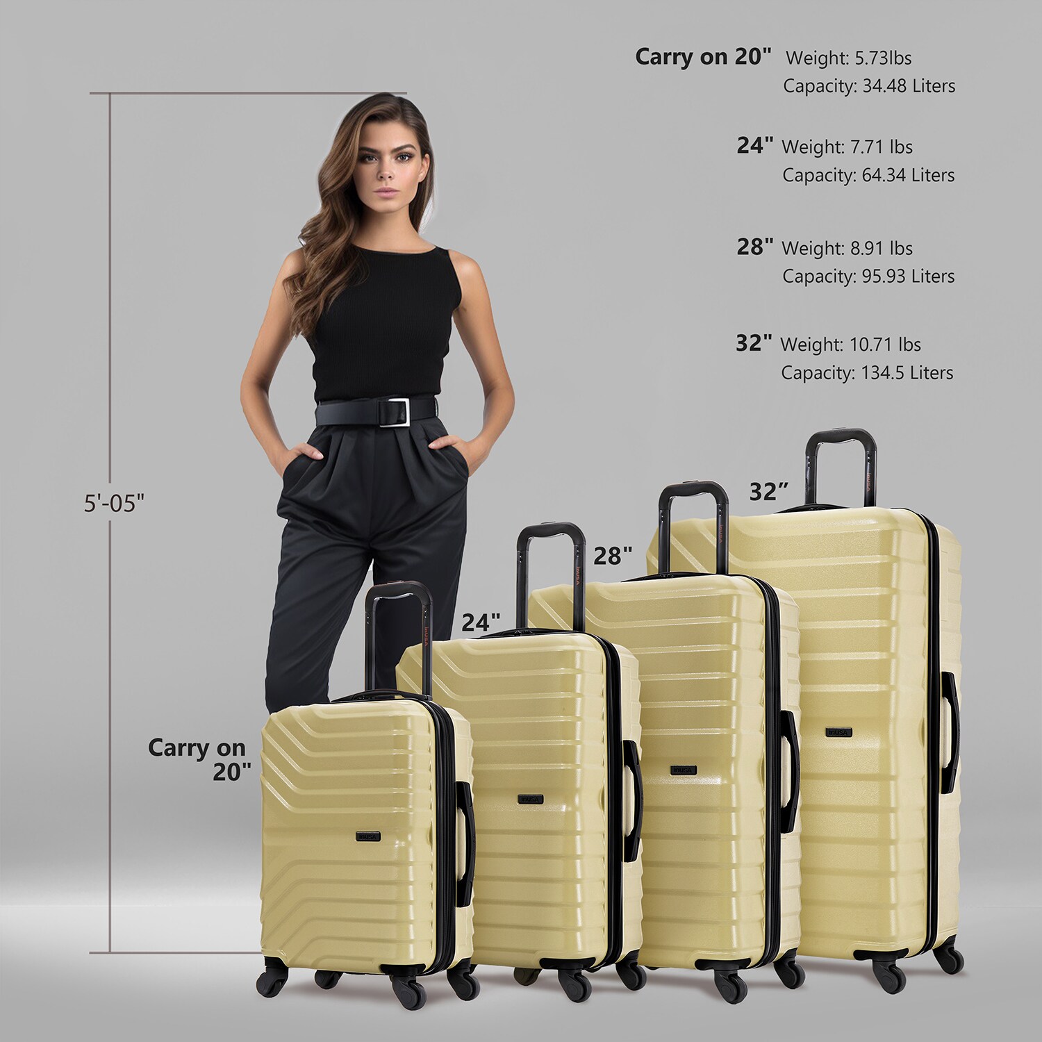 InUSA IUAURSMLXL-CHA Luggage-And-Luggage-Sets - View #3
