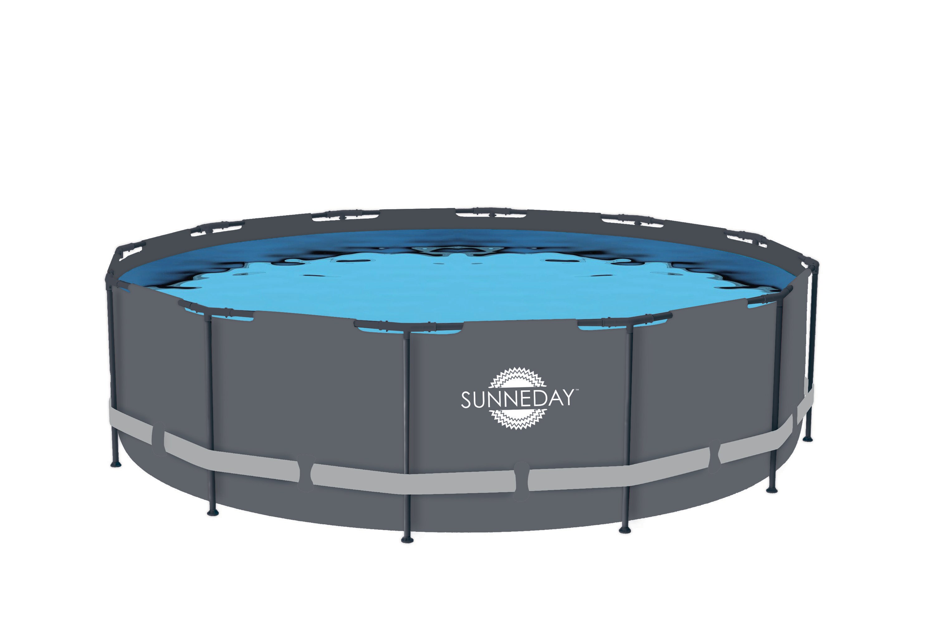 Sunneday 60015-G Oasis 15-ft x 15-ft x 48-in Metal frame Round Above-Ground Pool with Filter Pump with Pool Cover with Ladder
