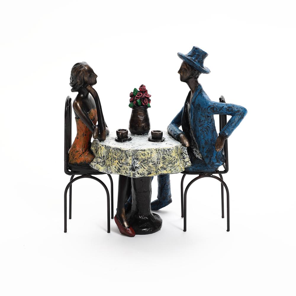 Romantic Couple Date Night Resin Figurine with Table