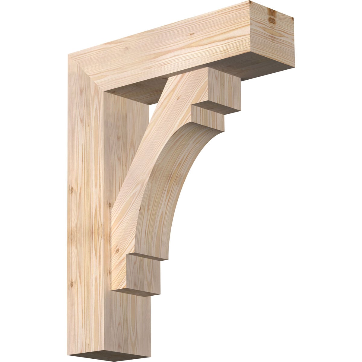 Ekena Millwork 1463380 Merced Block Smooth Bracket with Offset Brace Douglas Fir Wood Standard Bracket