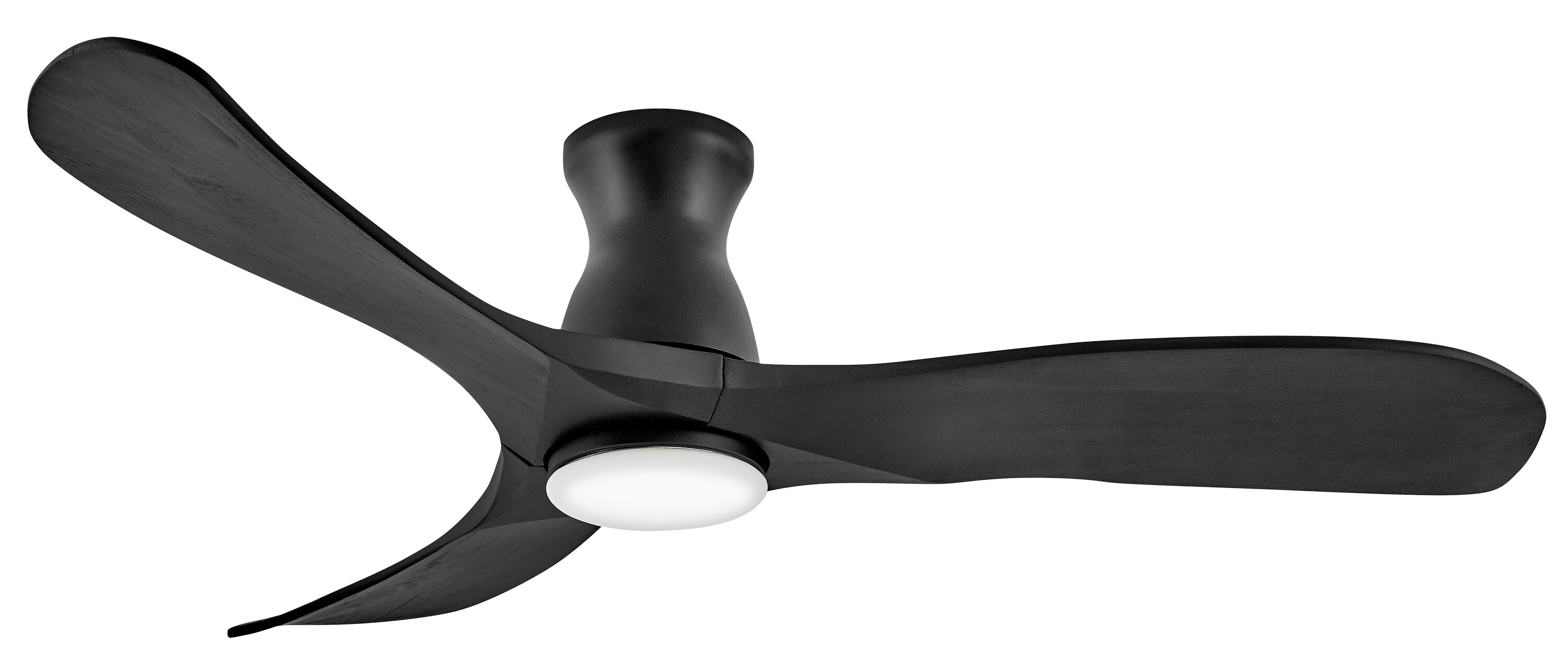 Hinkley 903456FBB-LDD Swell Flush Illuminated 56-in Integrated LED Outdoor Flush Mount Smart Matte Black with Matte Black Blades Ceiling Fan With Light - Remote Included ( 3 -Blade )
