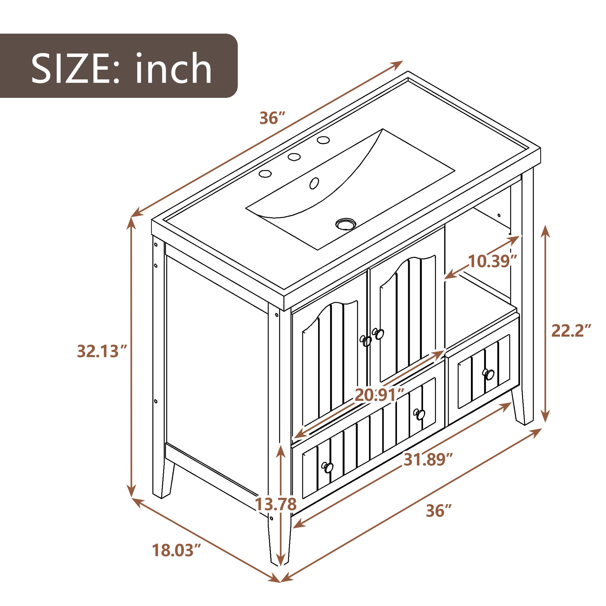 WELLFOR AY725-36GR Bath-Vanity-Combo - View #11