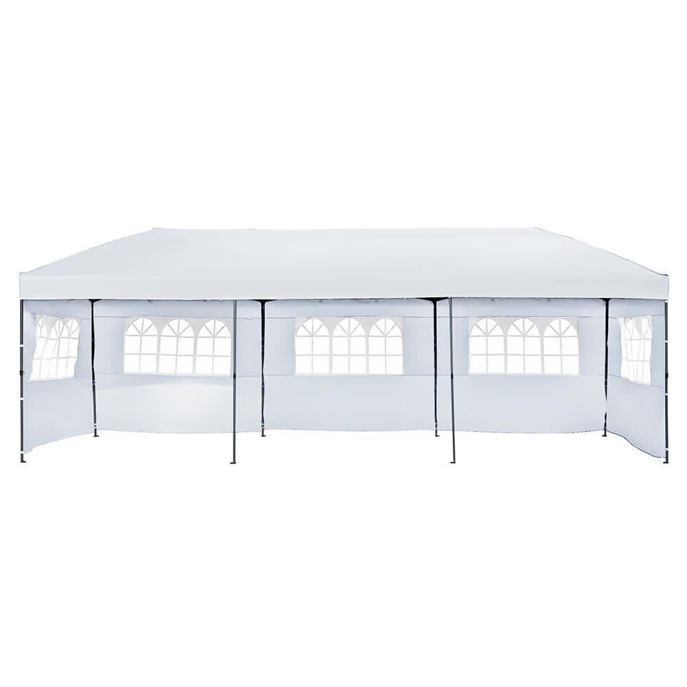 JUJABU CANTENT-7 White 10ftx30ft Pop Up Canopy Heavy Duty Outdoor Party Tent with Wheeled Bag for Patio