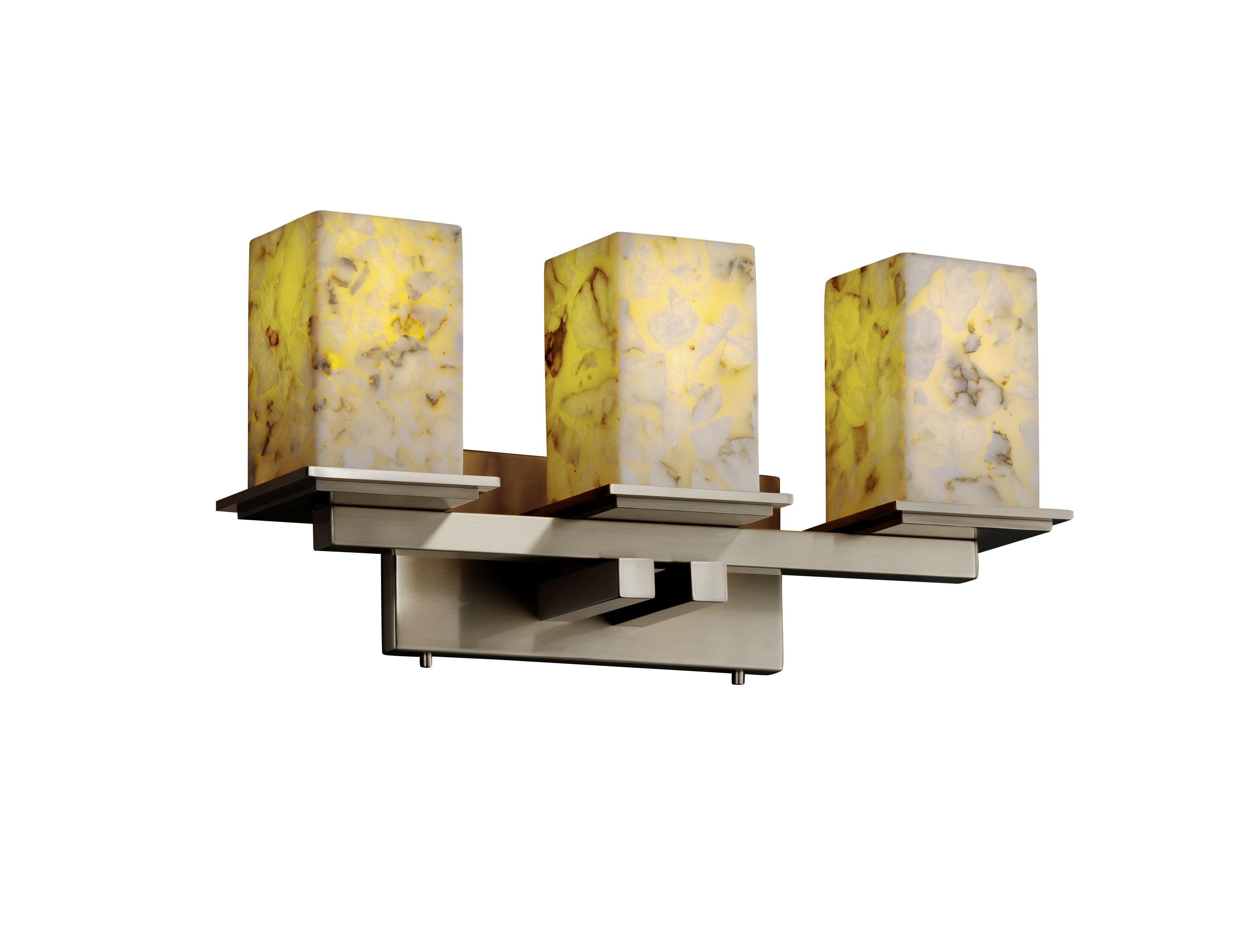 Justice Design Group ALR-8673-15-NCKL Alabaster Rocks 21.25-in 3-Light Brushed Nickel Transitional Vanity Light