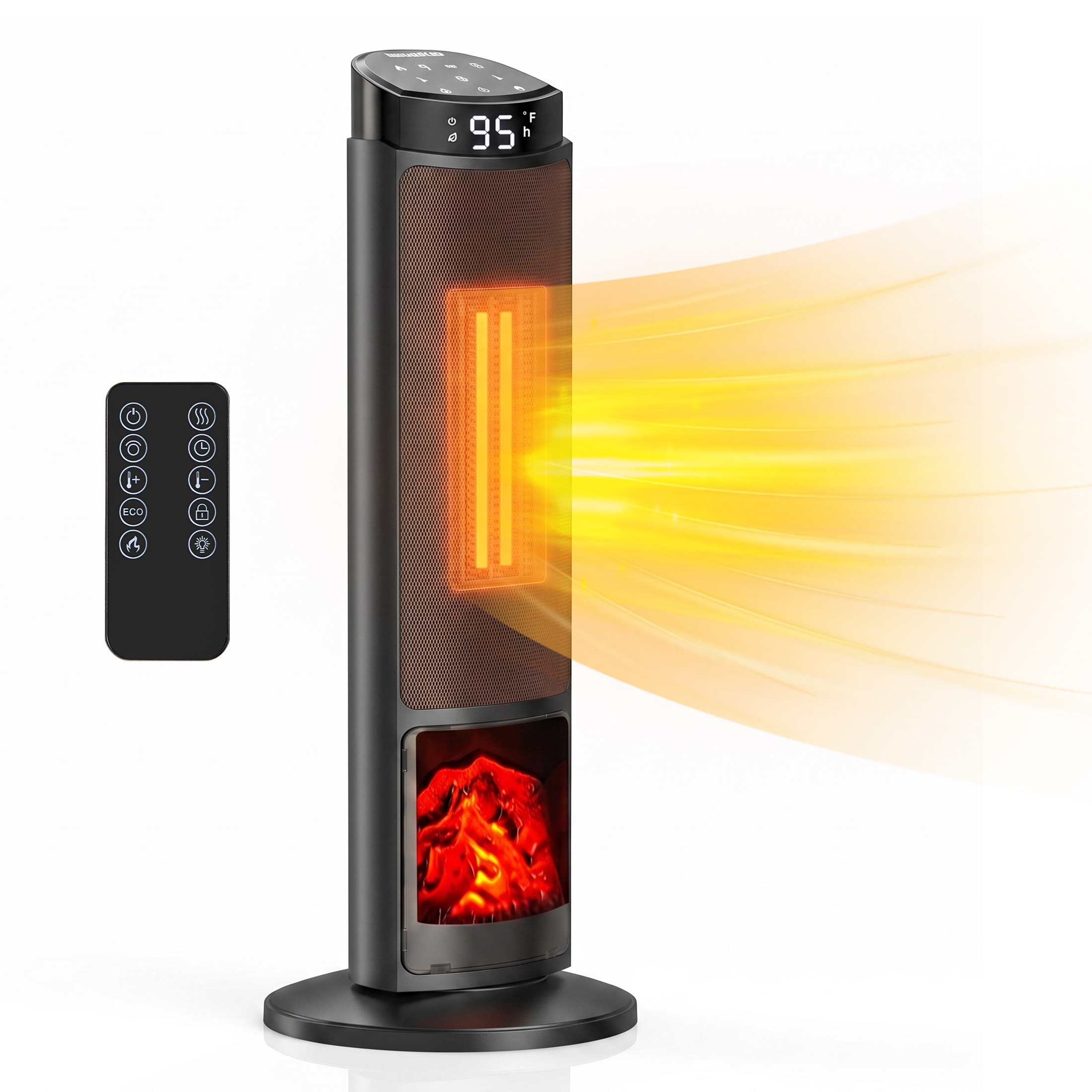 Sweetcrispy 1500 -Watt Portable Ceramic Tower Indoor Electric Space Heater with 70-Degree Oscillation 12H Timer Thermostat and Remote