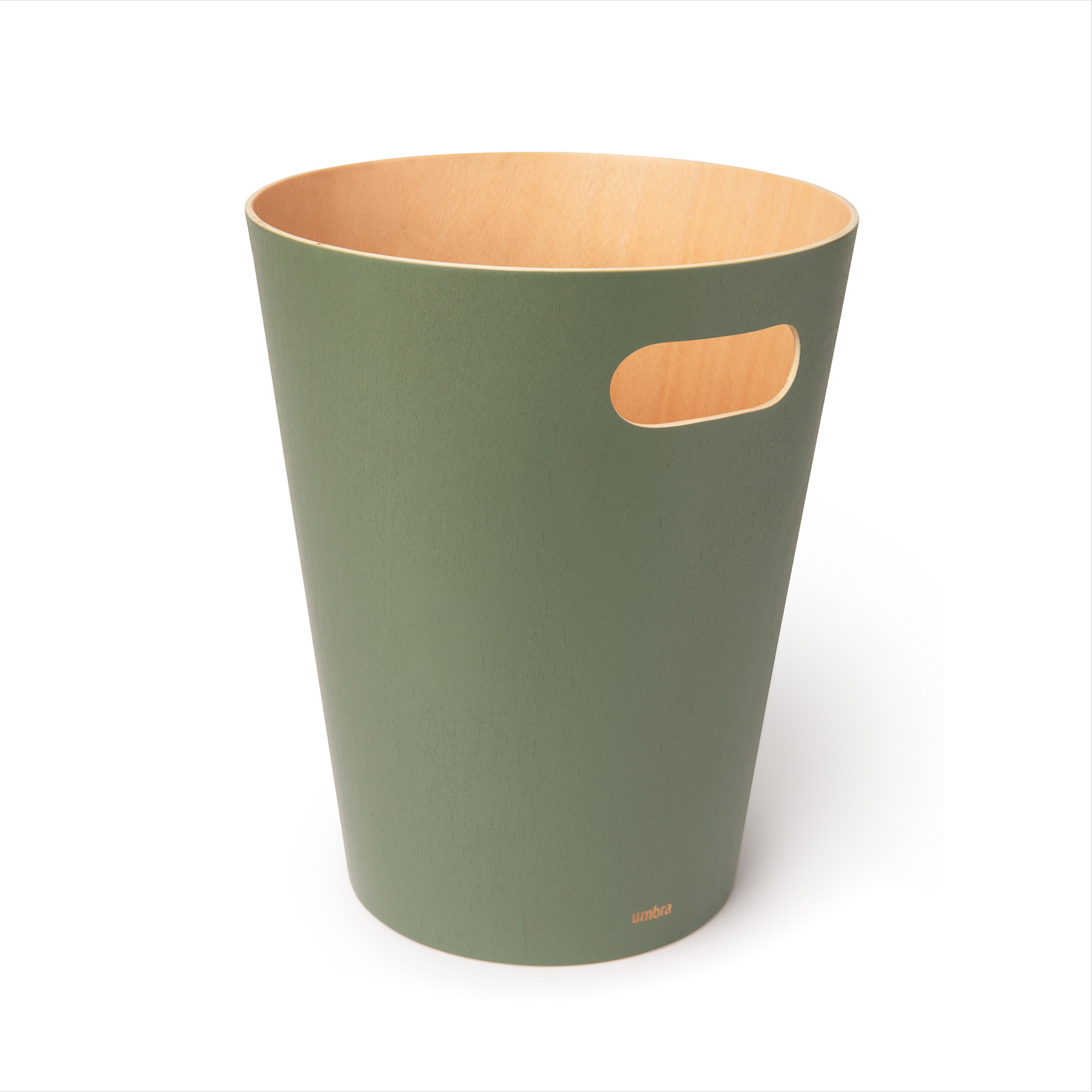 Umbra 082780-1095 2 Gallon Spruce Wooden Indoor Kitchen Lidless Trash Can