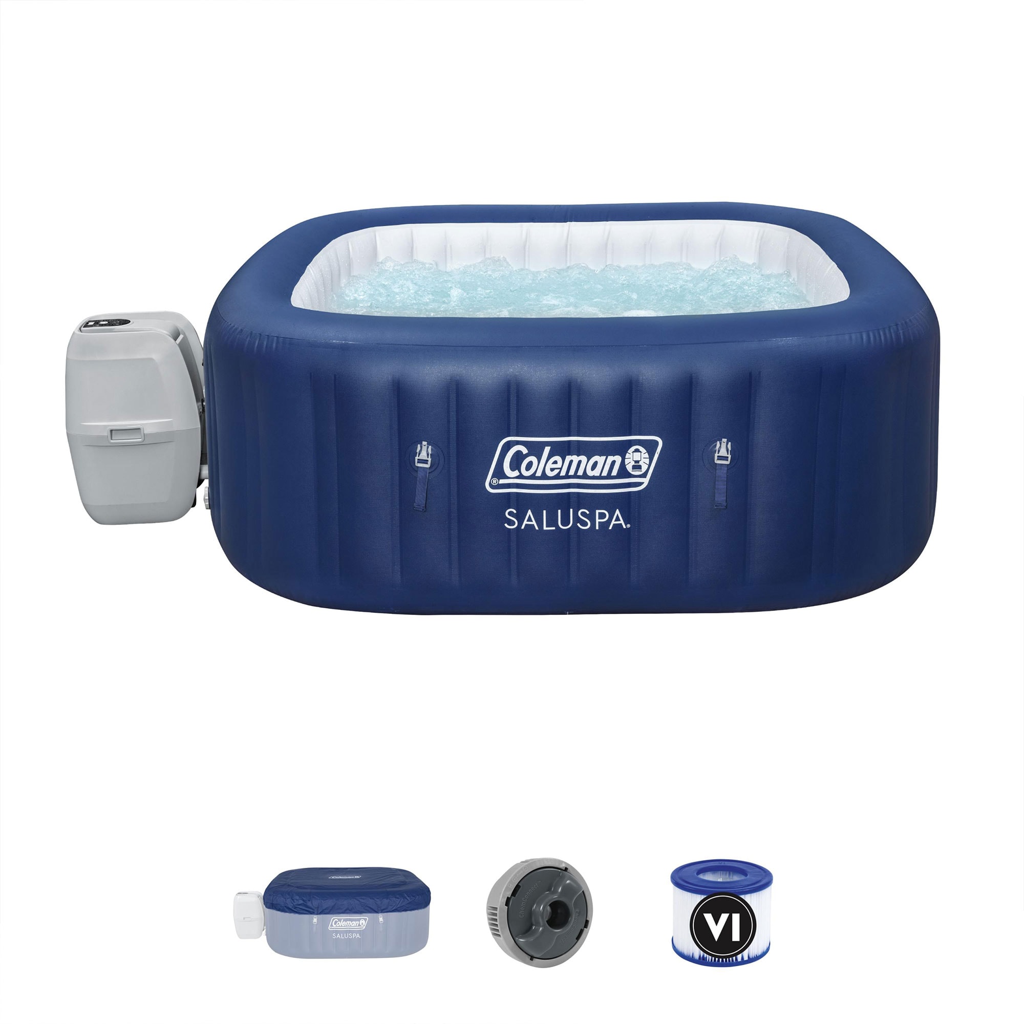 Bestway 318354 SaluSpa 140 Jet 6 -Person Inflatable Square Hot Tub (Cover Included)