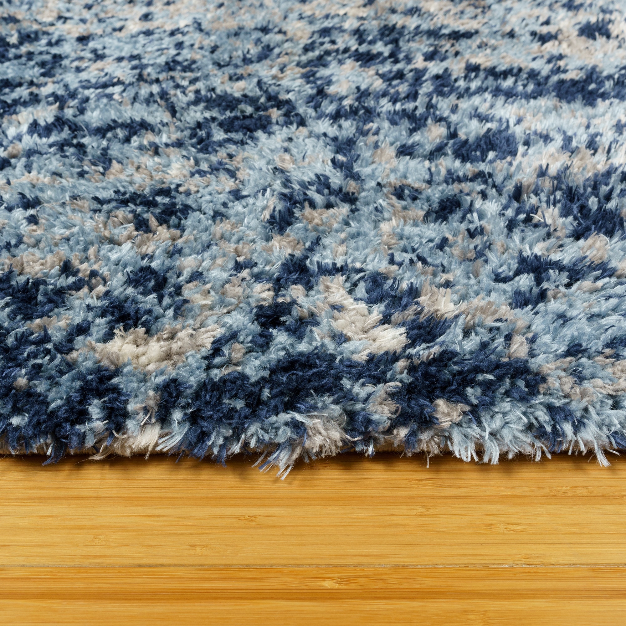 Blue Tufted Rectangular Shag Area Rug 9' x 12'