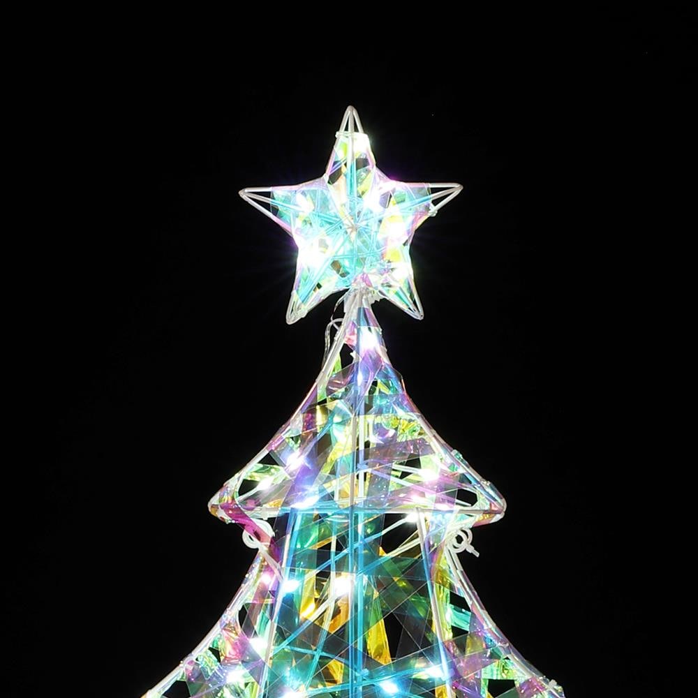 Multicolor LED Lighted Christmas Tree with Iron Frame
