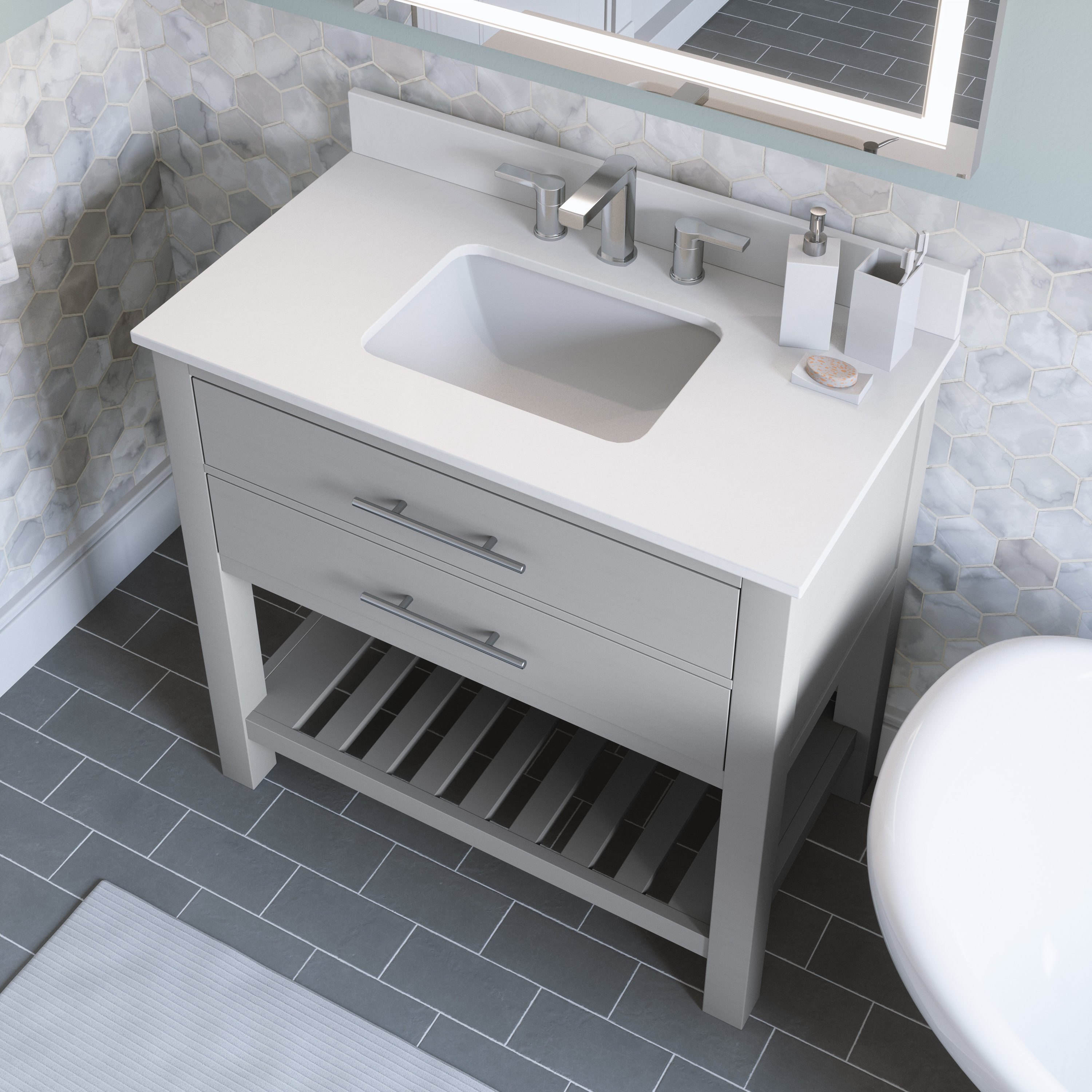 allen + roth Merle 36-in Agreeable Gray Undermount Single Sink Bathroom ...