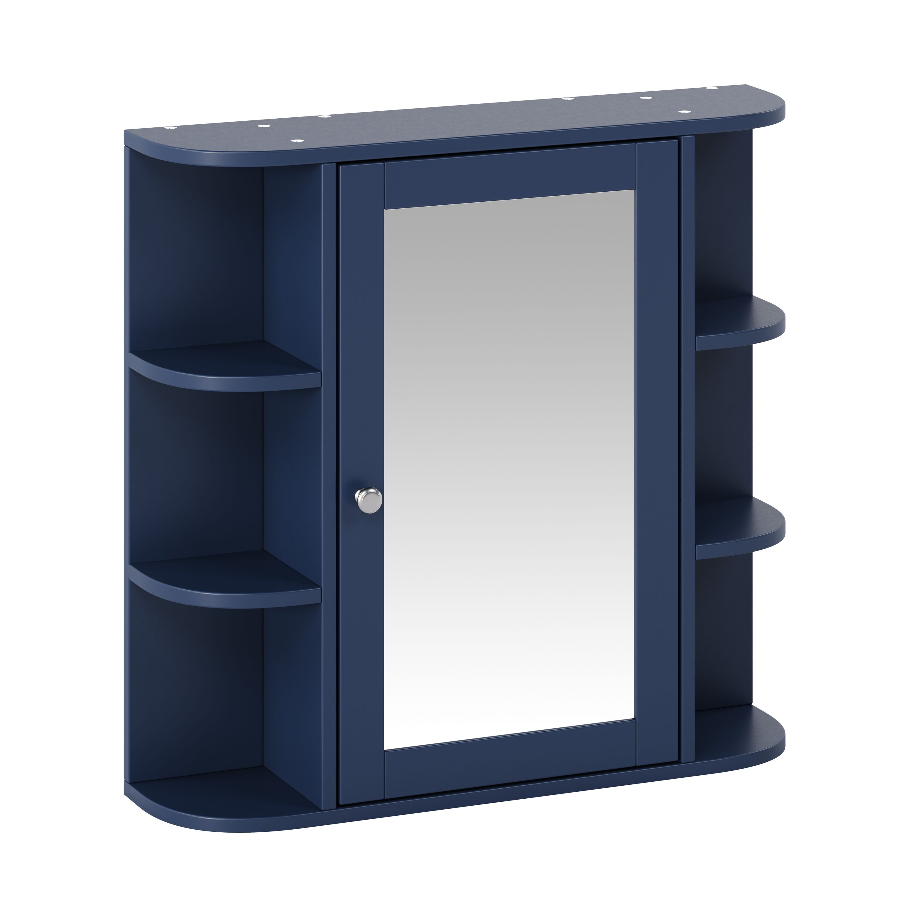 BEARSOLIM Bathroom Medicine Cabinet with Mirror Adjustable Wood Shelf and Doors with 6 Open Shelves