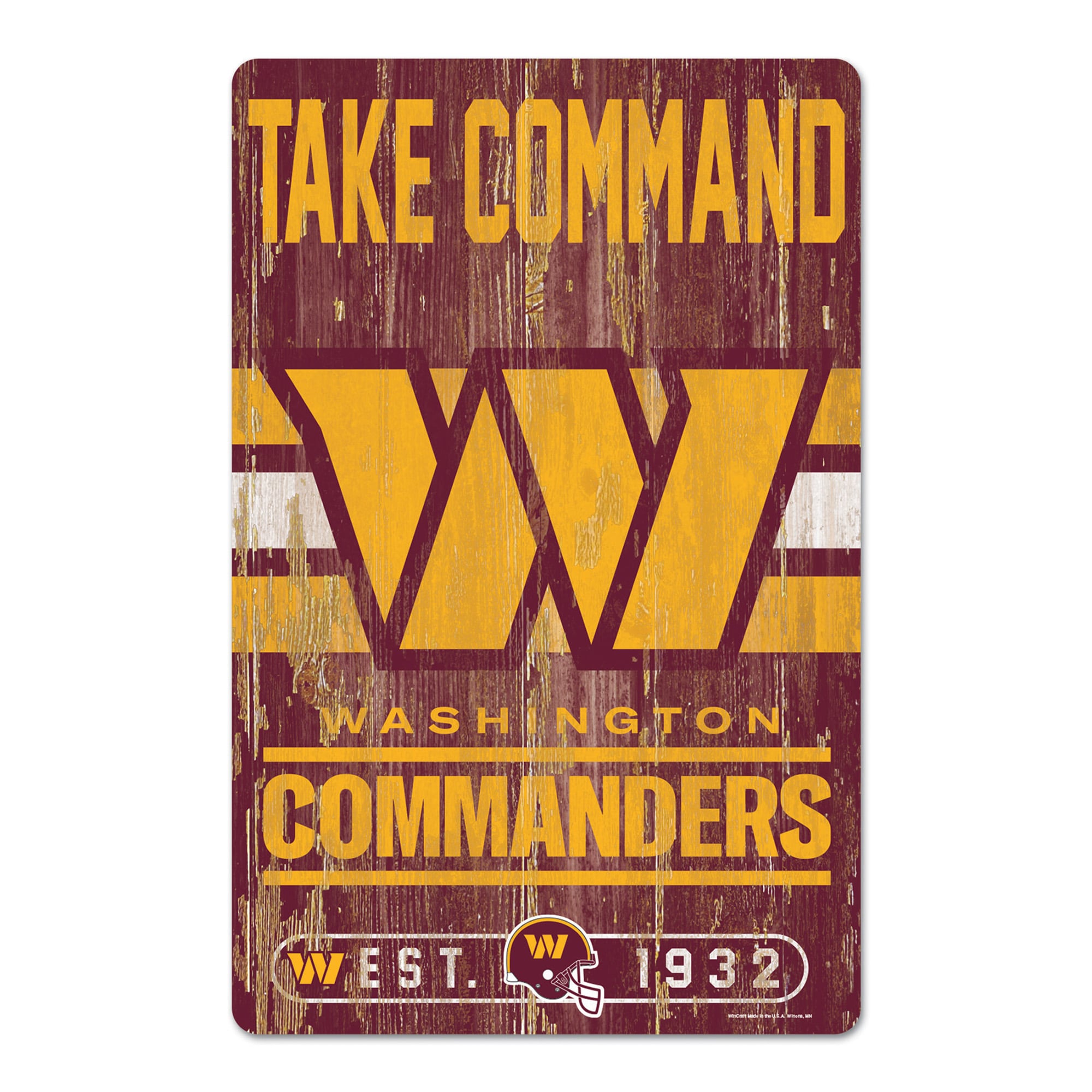 WinCraft Sports Washington Commanders NFL FAN CAVE SIGN 17-in x 11-in Wood Residential Sign