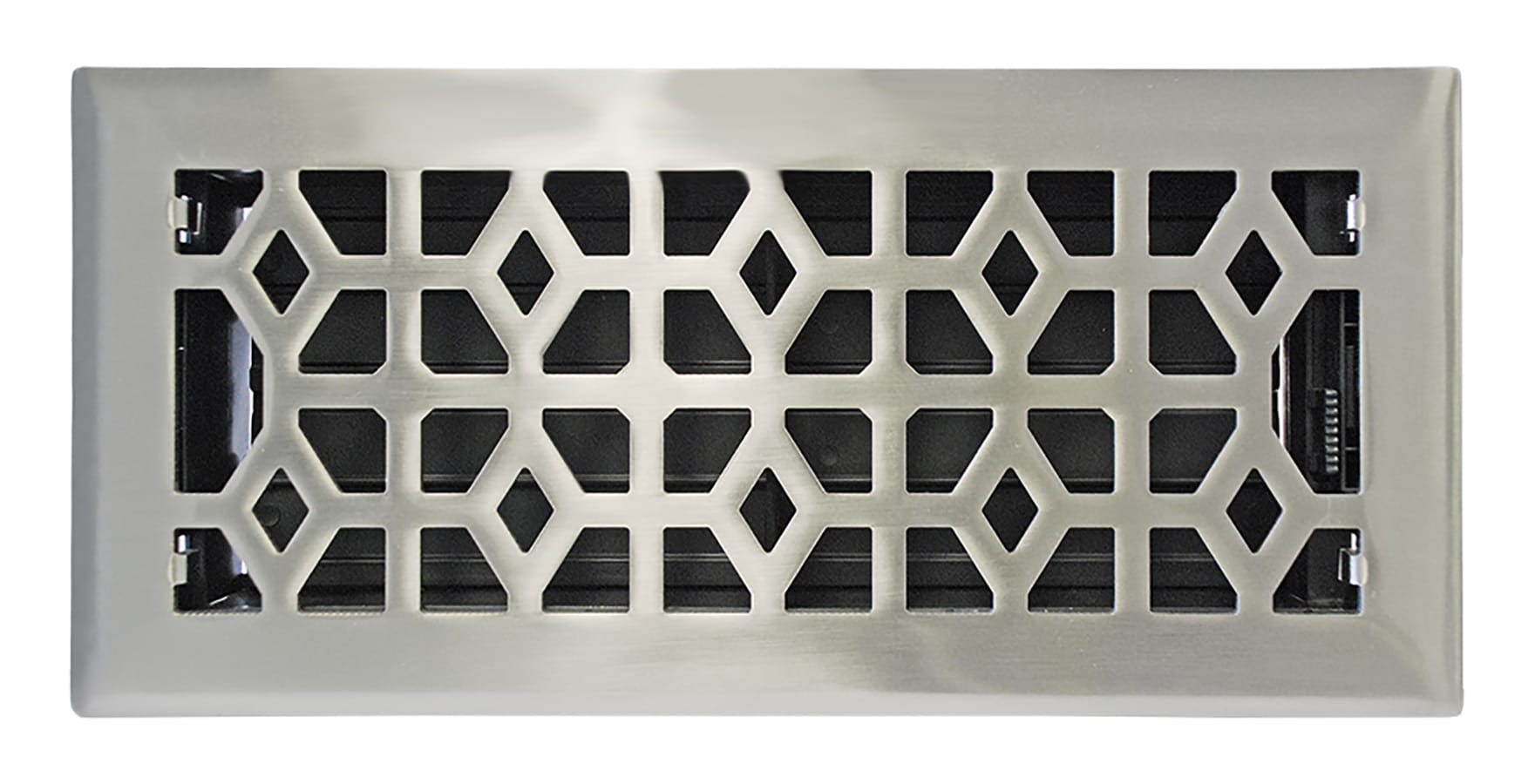 allen + roth AMFRBNM410 4-in x 10-in Maximum airflow Steel Satin Nickel Marquis Design Floor Register