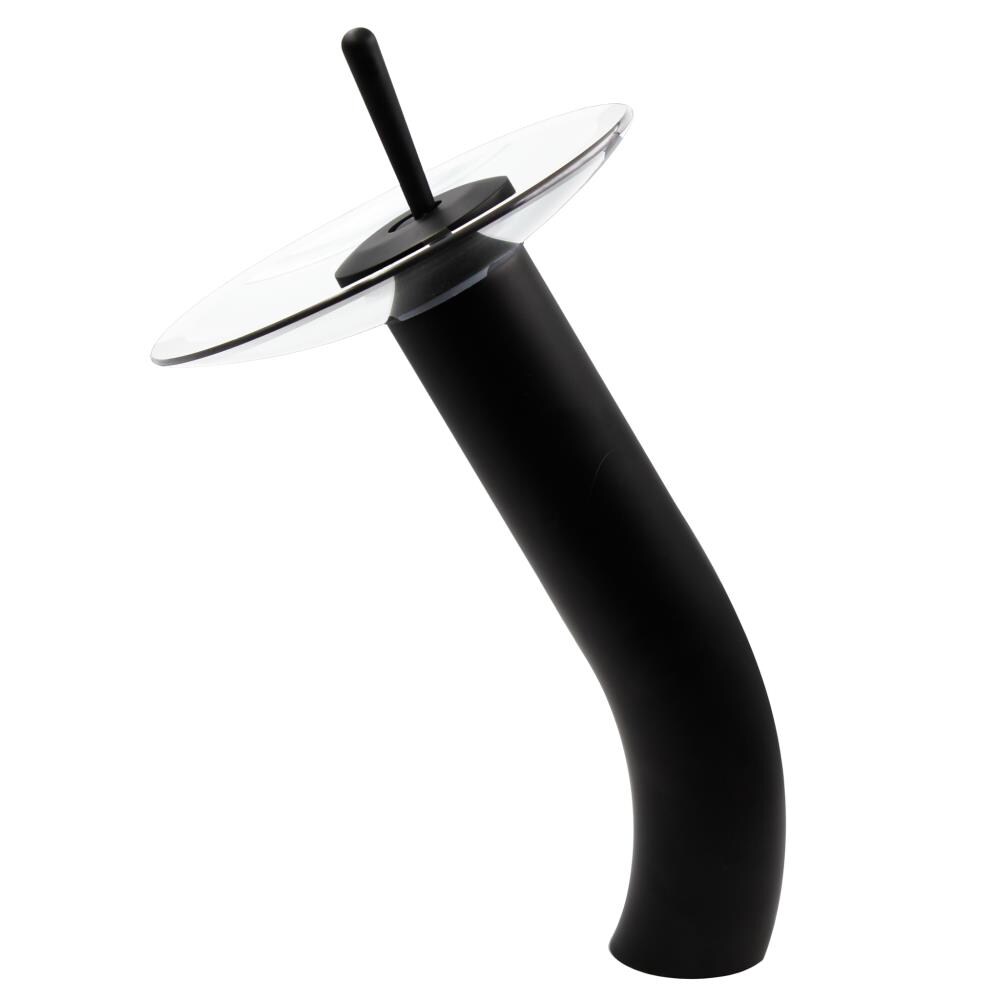 Matte Black and Clear Glass Waterfall Vessel Sink Faucet