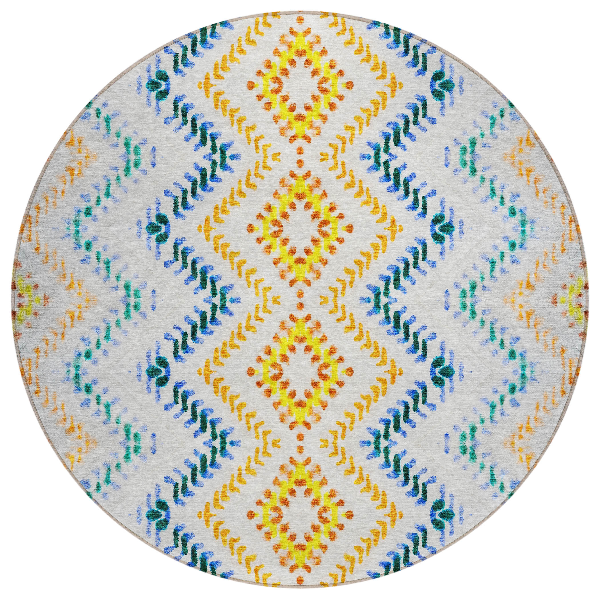 Addison Rugs ACN683IV8RO Chantille ACN683IV 8 x 8 (ft) Polyester Ivory Round Indoor/Outdoor Geometric Machine washable Area rug