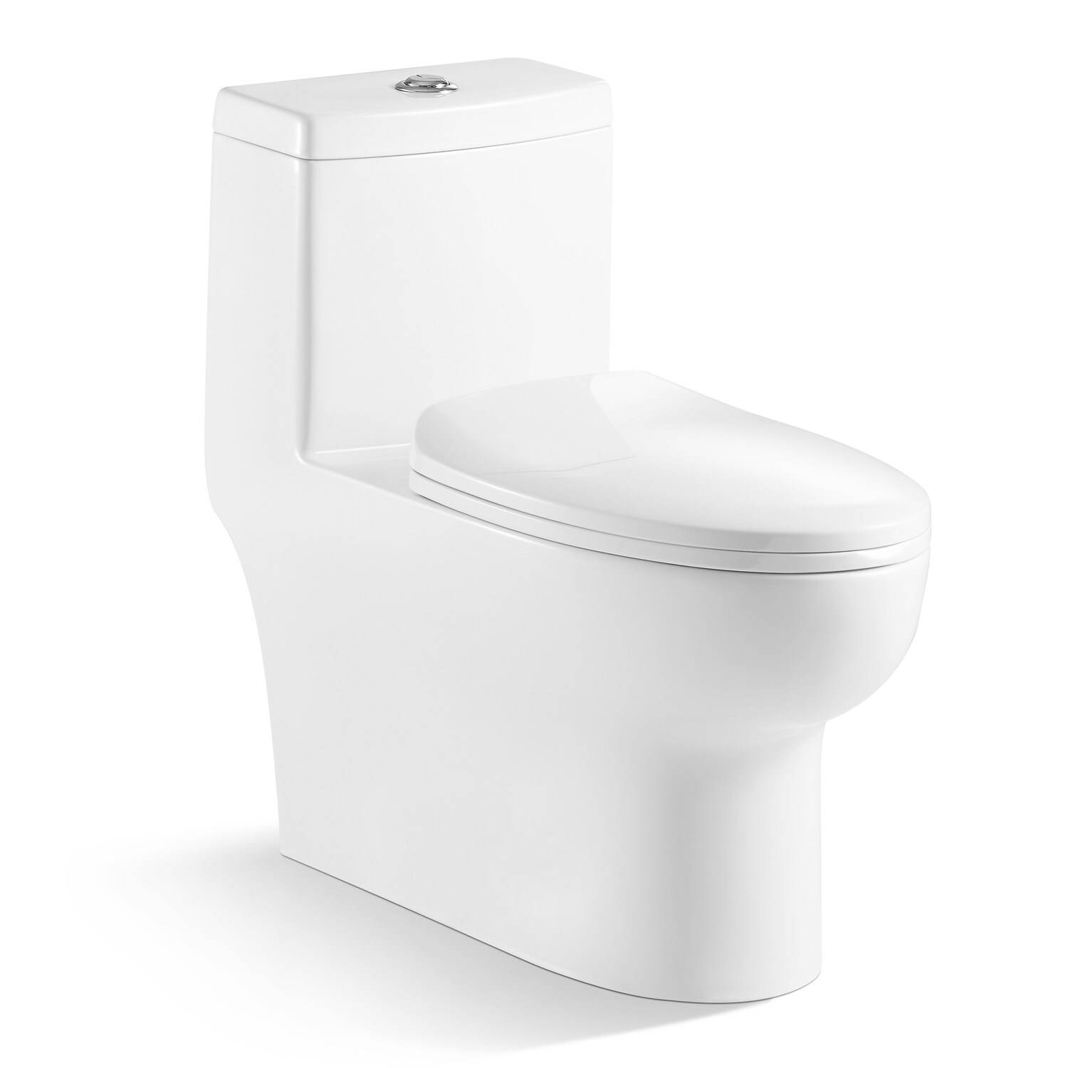 Maincraft White Dual Flush Elongated Standard Height Soft Close Toilet ...