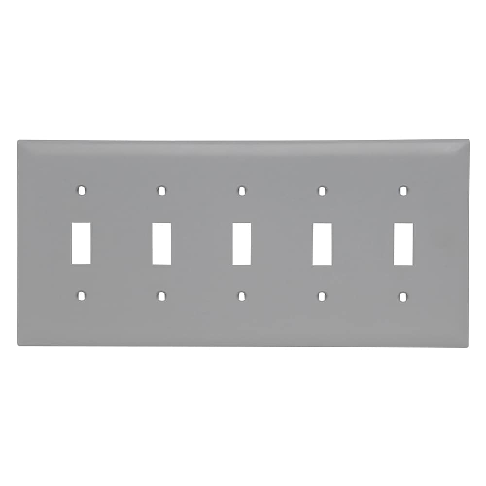 Legrand TP5GRY Pass and Seymour 5-Gang Midsize Gray Nylon Indoor Toggle Wall Plate