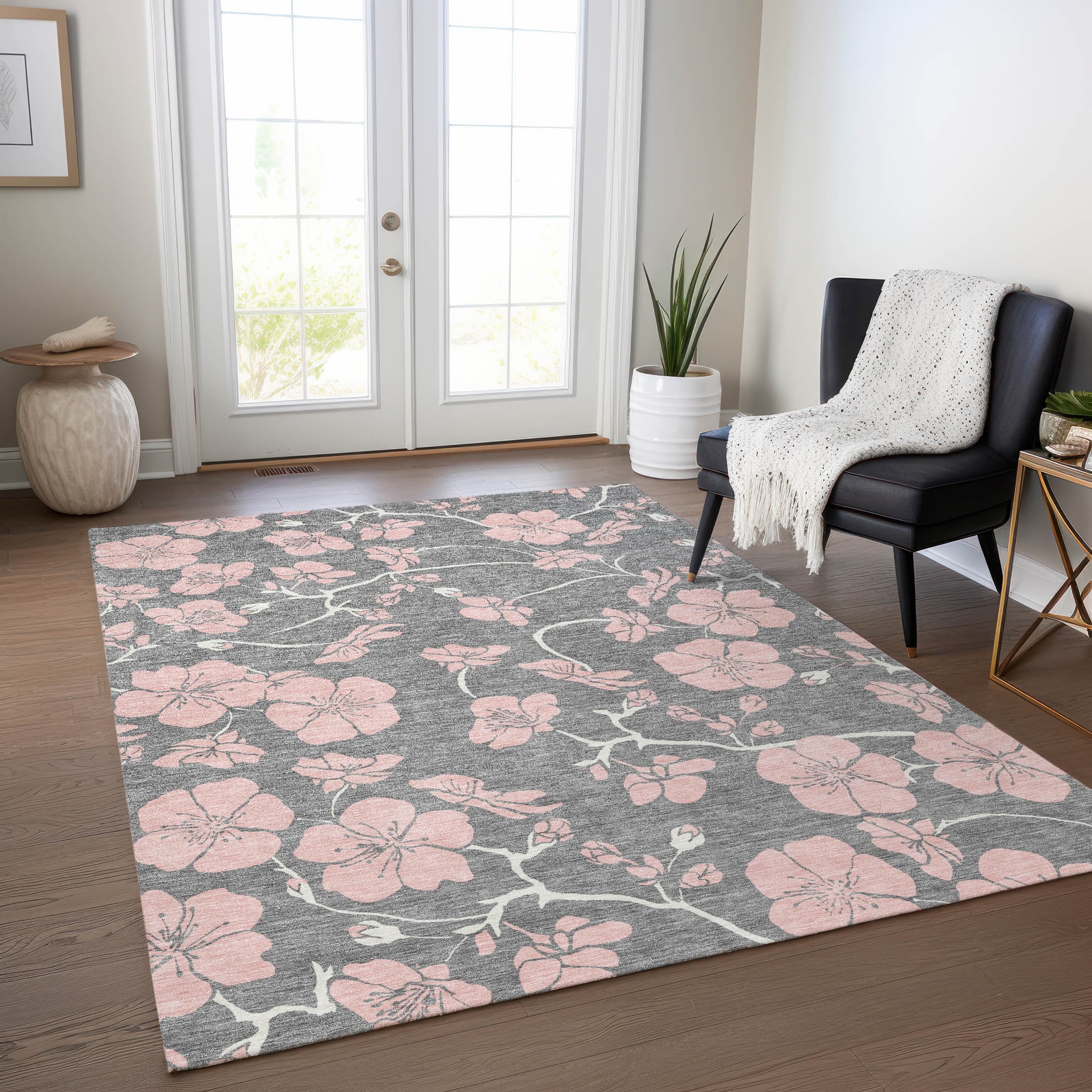 Addison Rugs ACN1034GY10X14 Chantille ACN1034GY 10 x 14 (ft) Polyester Gray Rectangular Indoor/Outdoor Geometric Machine washable Area rug