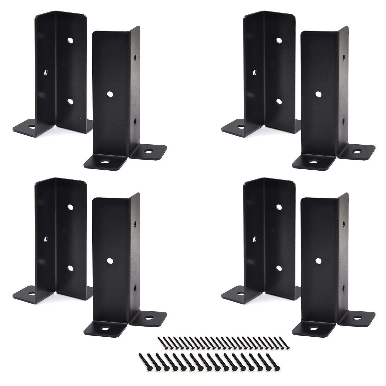 Vrbgify  4 pcs Post Anchor Brackets Kit for 4x4 Post Adjustable Carbon Steel Base for Wood Fence Deck Porch Railing Handrail Mailbox Support