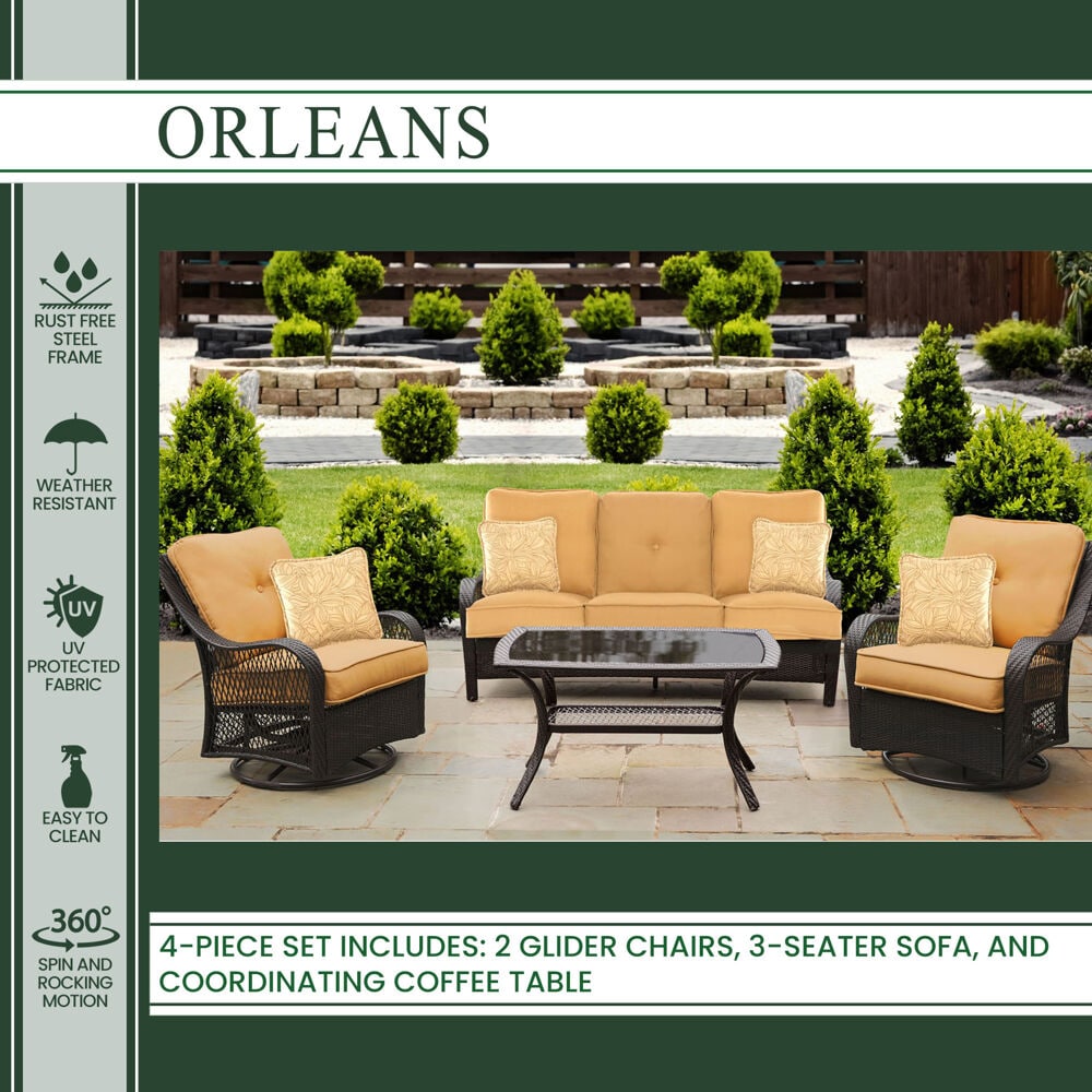Hanover ORLEANS4PCSW-B-TAN Patio-Conversation-Sets - View #2