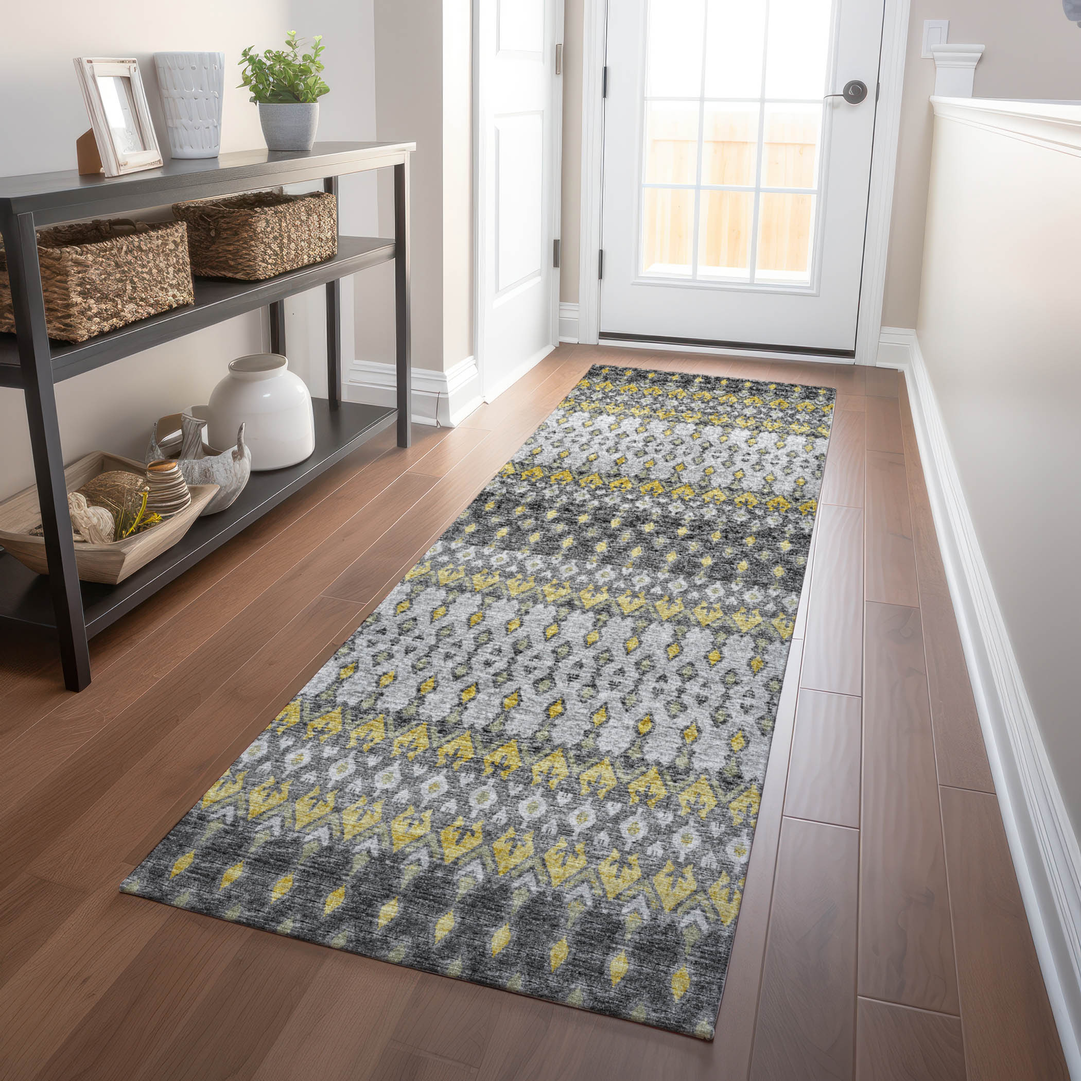 Addison Rugs AMF72GY2X8 Mayfield AMF72GY 2 x 7 (ft) Loomed Polyester Gray Rectangular Indoor Abstract Machine washable Runner rug