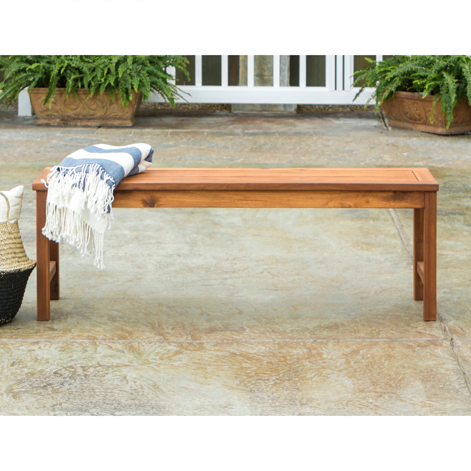 Walker Edison 53-in W X 17-in H Brown Acacia Traditional Bench At Lowes.com