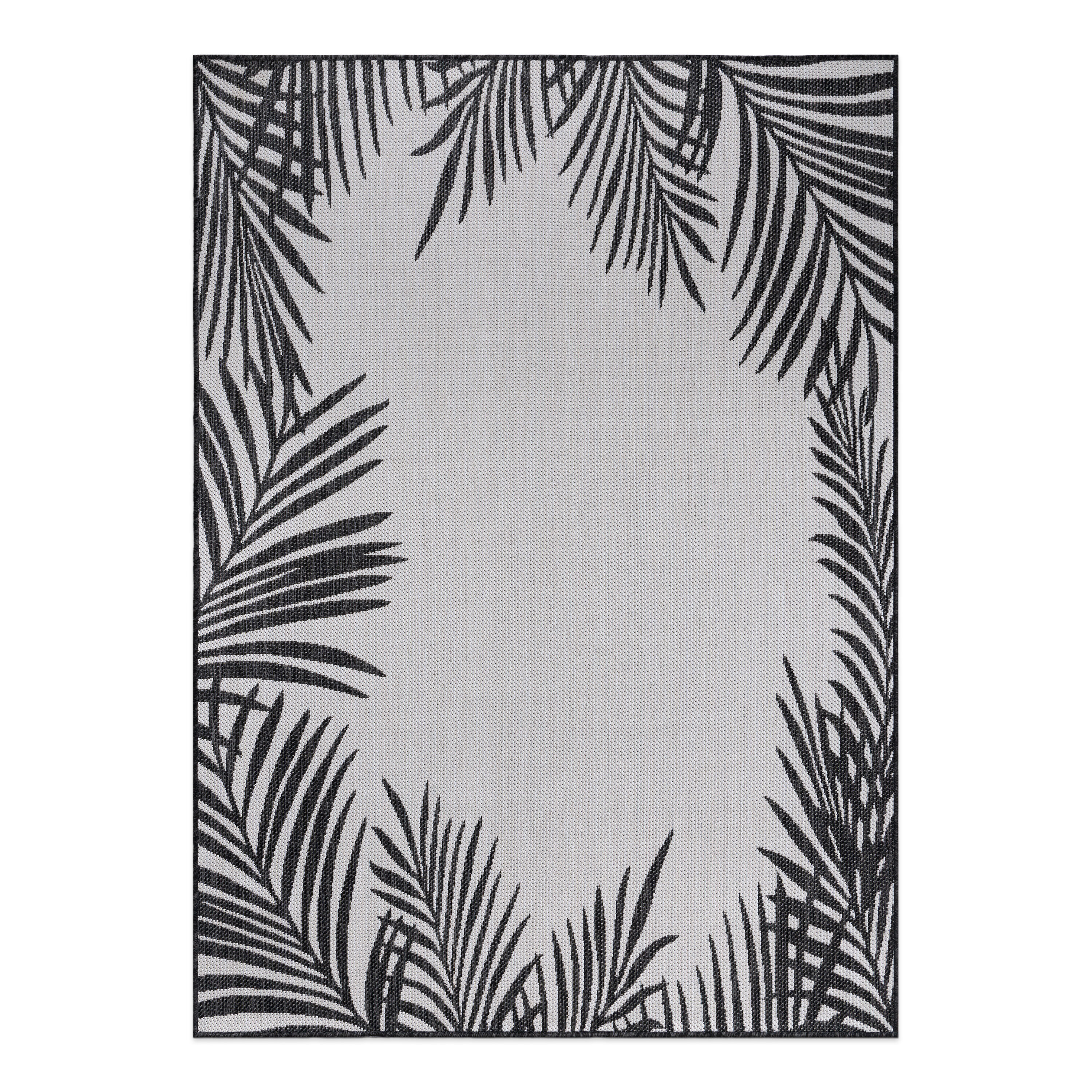 World Rug Gallery 112BLACK5X7 Summer 5 x 7 (ft) Loomed Polypropylene Black Rectangular Indoor/Outdoor Floral/Botanical Tropical Area rug