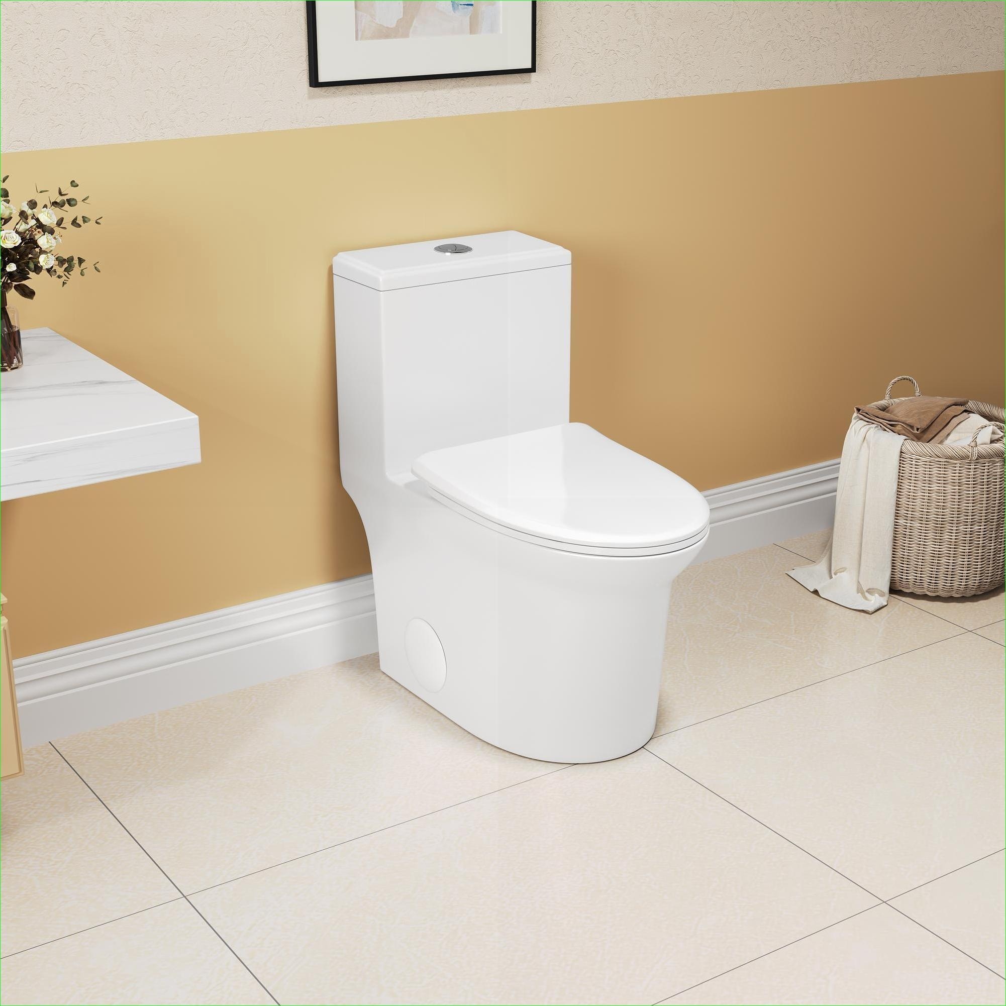 Watnature -  One-Piece Elongated Comfort Height Floor Mounted Toilet 1.1 or1.6 GPF Super Quiet Fl...