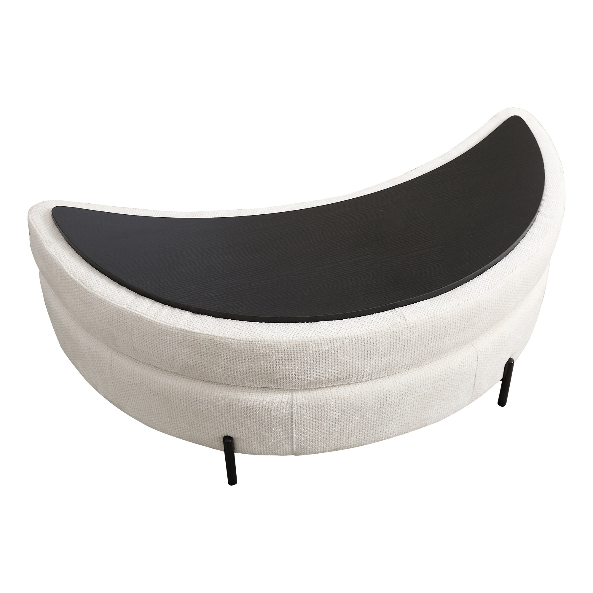 Hrinhom HC-W4004-BEIGE Modern BEIGE Crescent Storage Ottoman