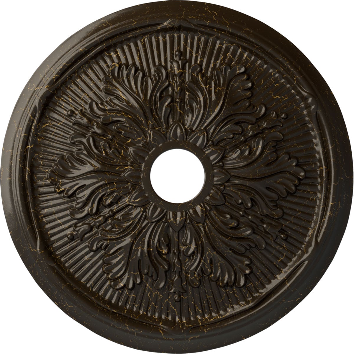 Ekena Millwork CM23LUSHC Luton Leaf 23.75-in W x 23.75-in L Painted Stone Hearth Crackle Polyurethane Split Ceiling Medallion