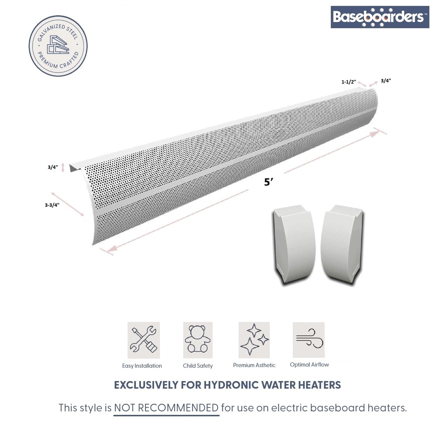 Baseboarders BA001-60-SET-WH Baseboard-Heater-Covers - View #2