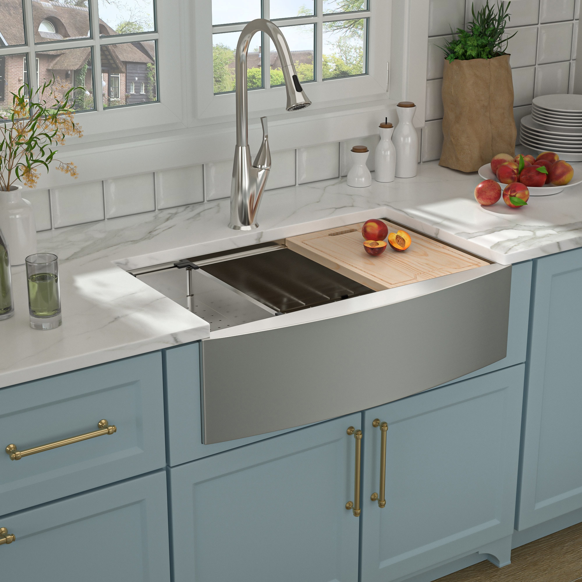 Lordear Farmhouse Kithchen Sink Farmhouse Apron Front 33-in x 21-in ...