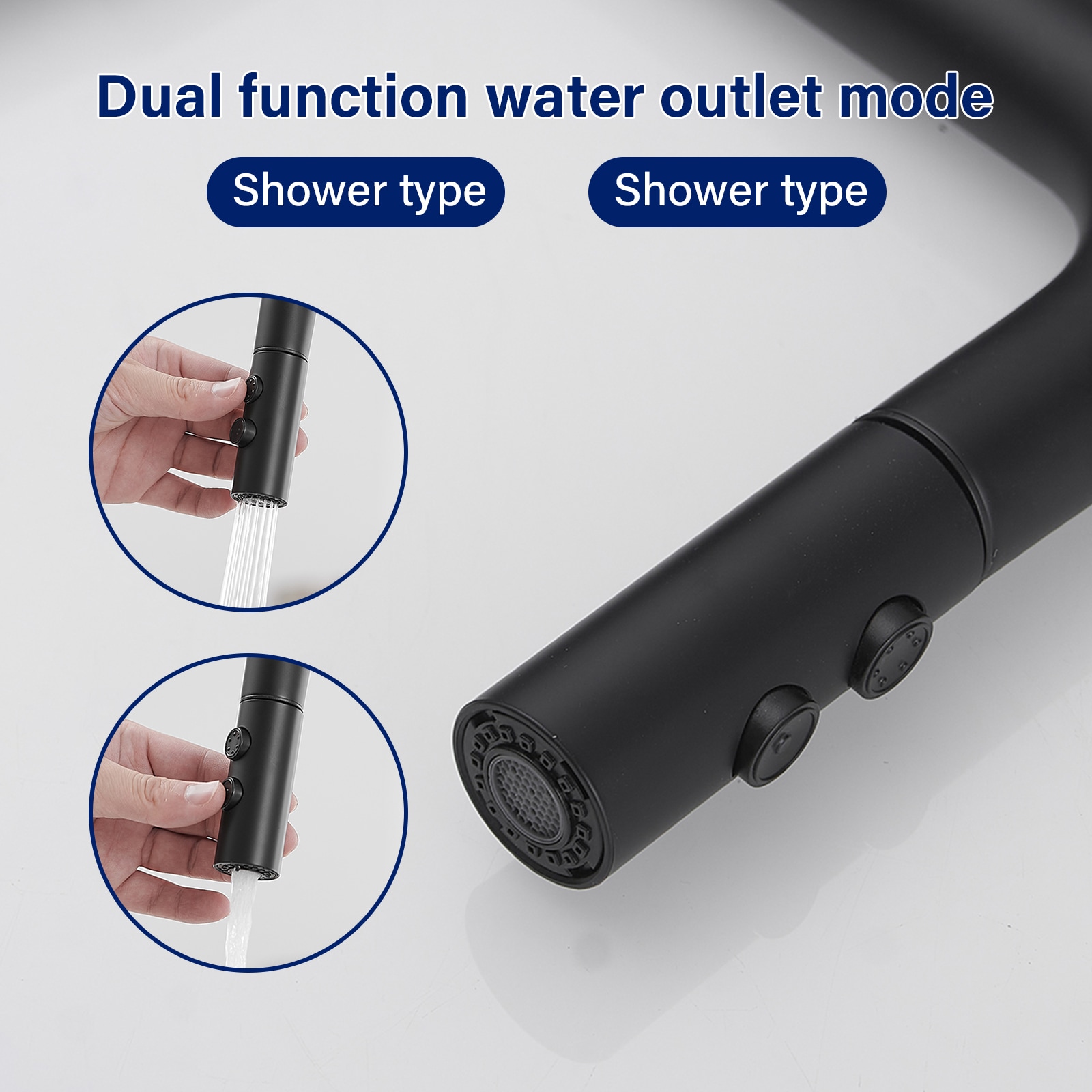 Matte Black Nickel Mid-Arc Pull-Out Spray Kitchen Faucet