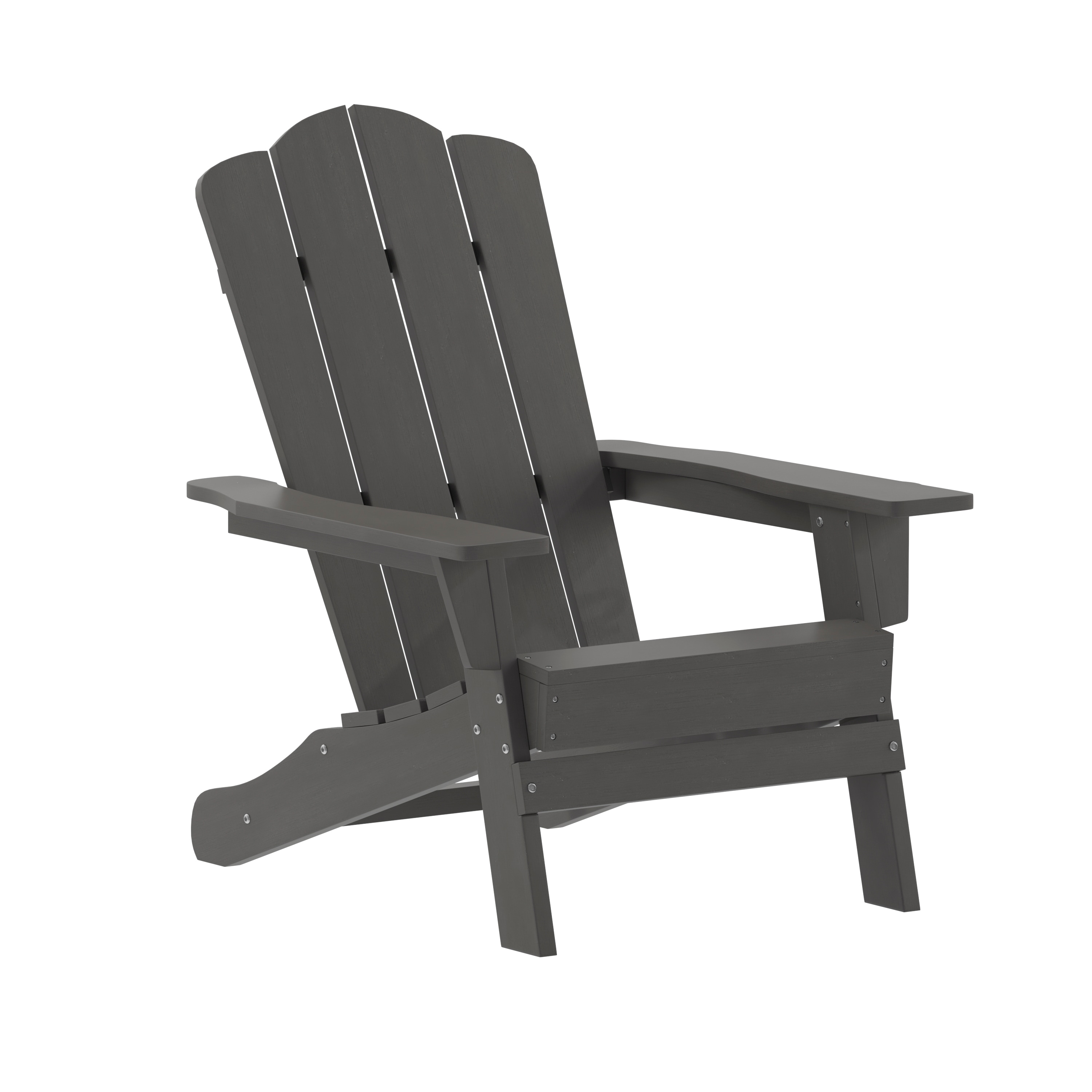 Flash Furniture 196861019302 Newport Set of 4 Silver Plastic Frame Stationary Adirondack Chair with Slat Seat