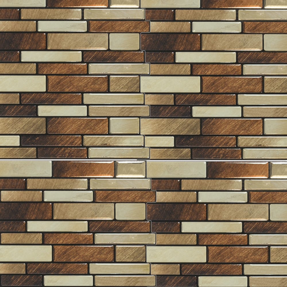 Peel&Stick Mosaics PS114PEEL1010 Brushed Copper 10-in x 10-in Glossy Composite Linear Subway Peel and Stick Wall Tile (0.68-sq. ft/ Piece)