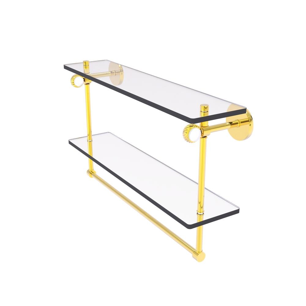 Allied Brass CV-2TBT-22-PB Clearview Polished Brass 2 -Tier Wall mount Bathroom Shelf ( 22-in x 12.8-in x 5-in )