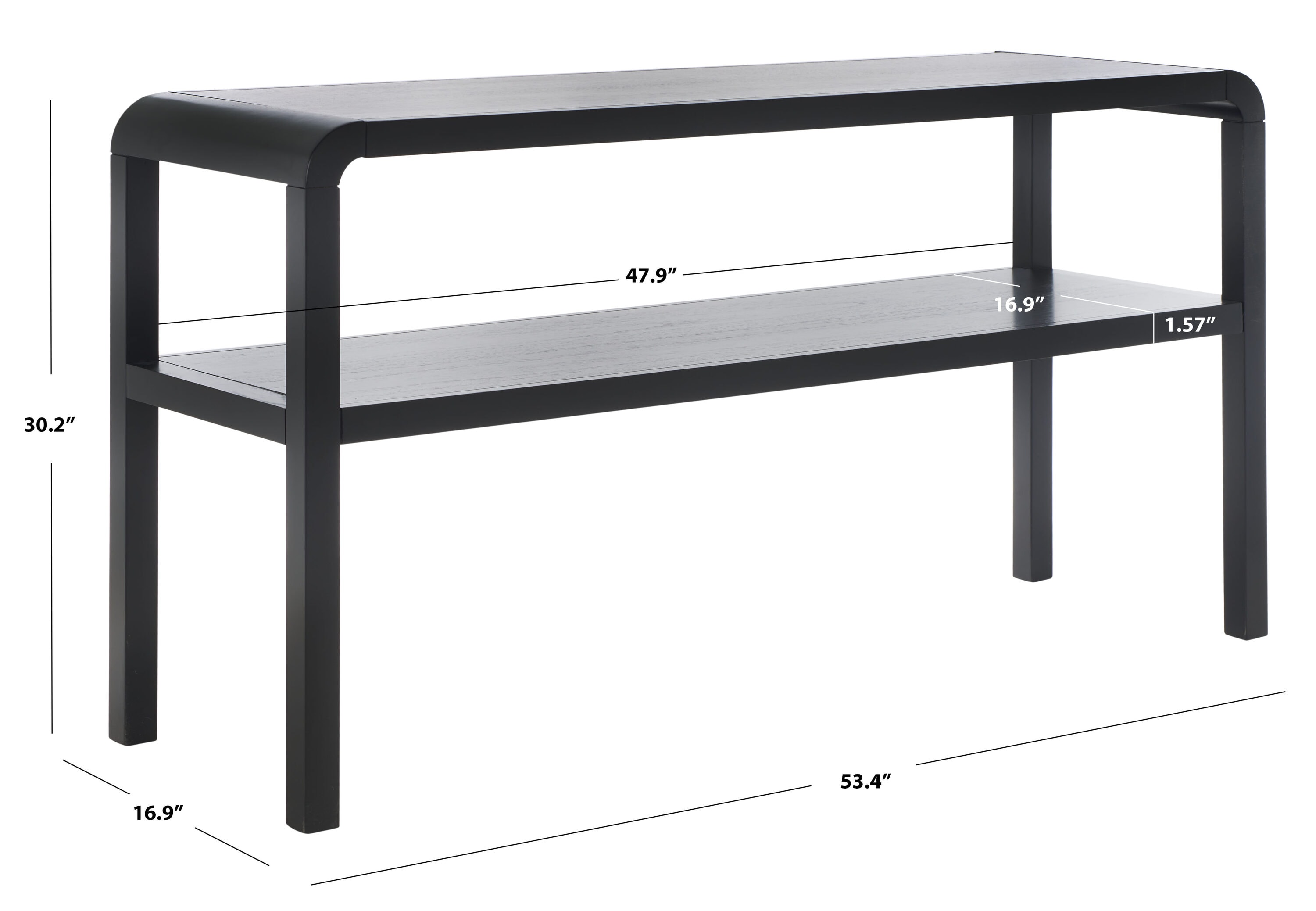 Omara Sleek Black Solid Wood 53'' Modern Console Table with Storage