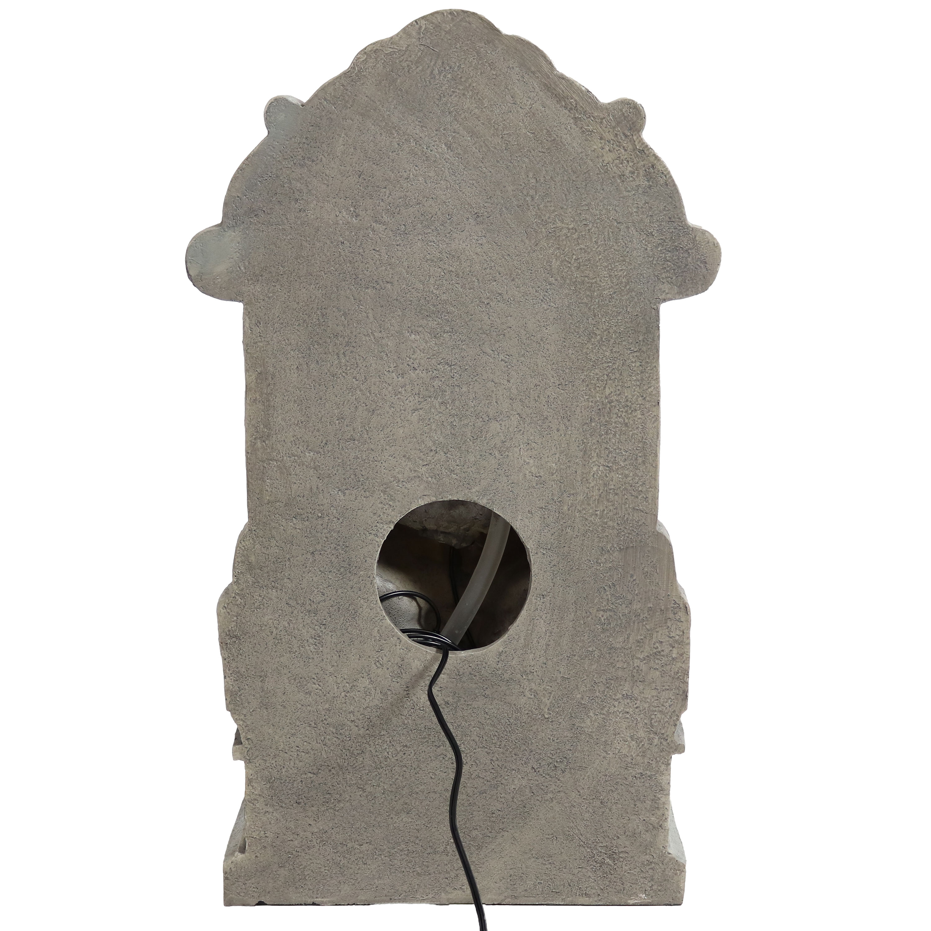 Gray Polyresin Outdoor Wall Fountain with LED Light