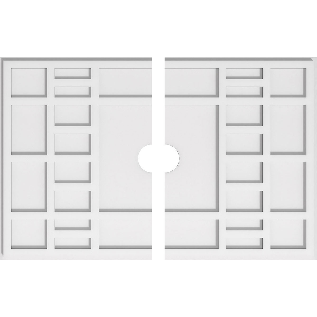 Ekena Millwork CMP32X21BX2-03000 Beaux 32-in W x 21.375-in L Contemporary White PVC Split Ceiling Medallion