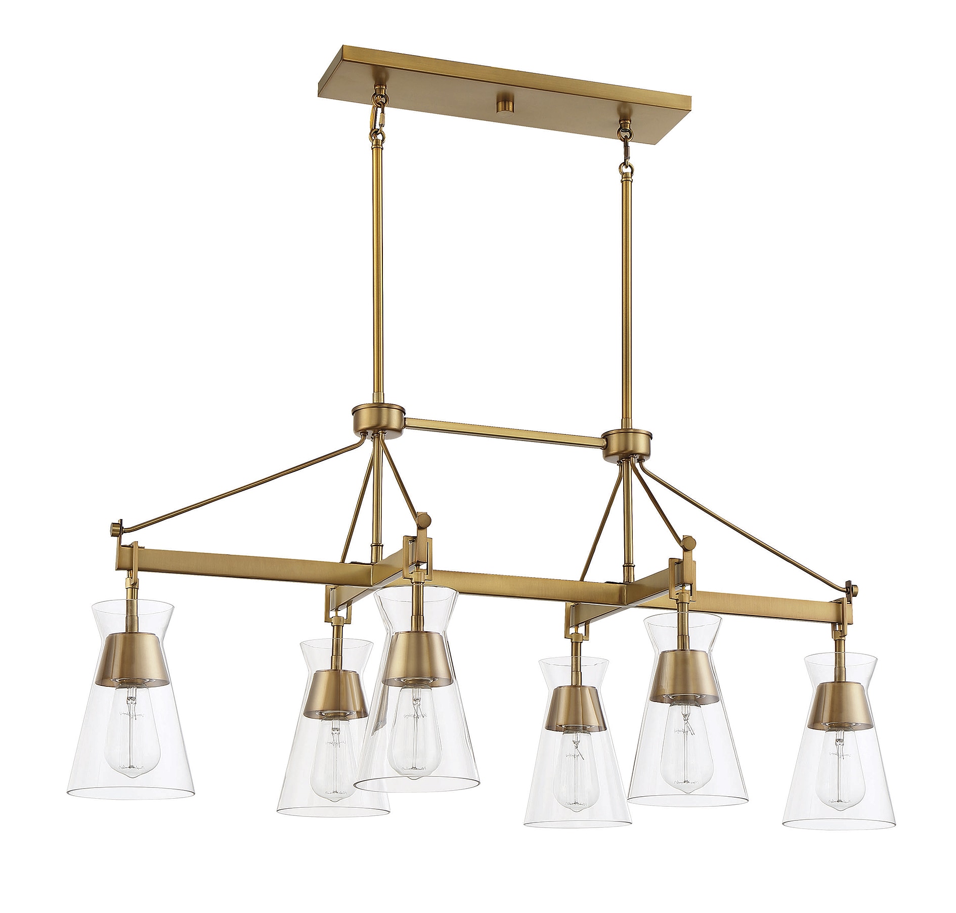 Lakewood Warm Brass 6-Light Mid-Century Modern Chandelier